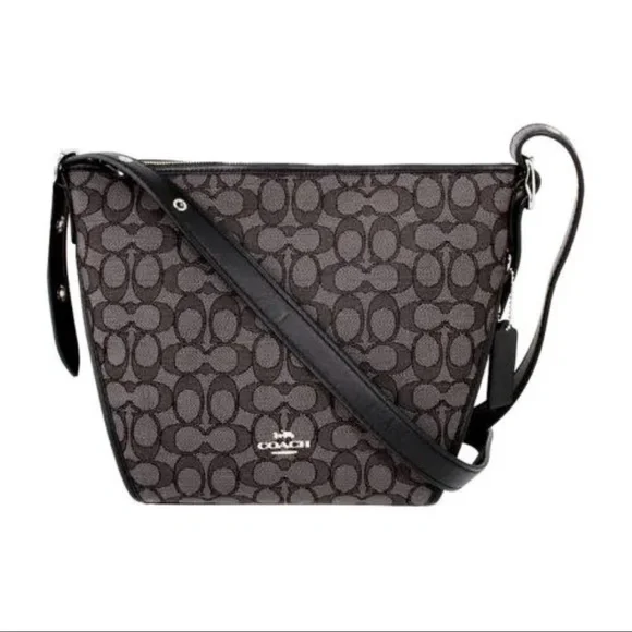 Coach Dufflette Shoulder Bag Signature Black Leather Crossbody - Picture 5 of 17